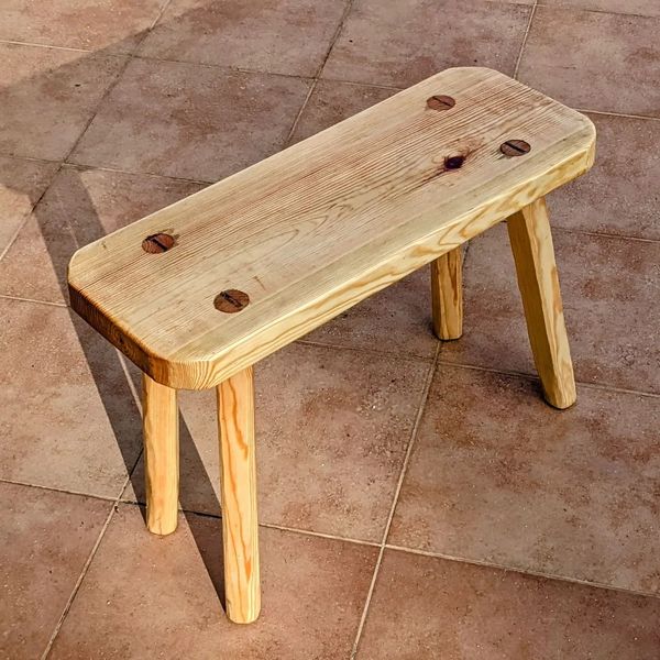 Rustic wooden stool made with inspiration from @rexkrueger's #woodworkingforhumans book