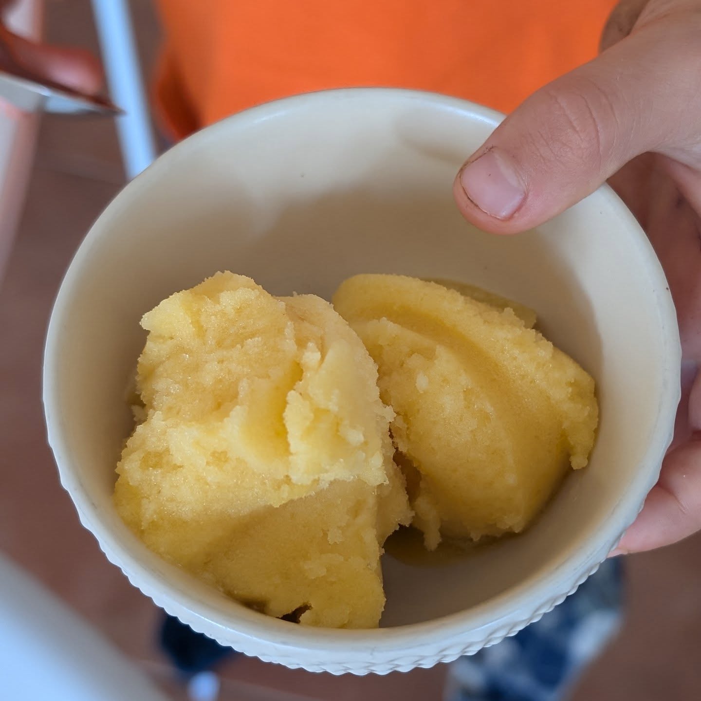 Passion fruit kefir sorbet. We decided to say no to Winter today and have a cold cold sorbet. The children loved it!