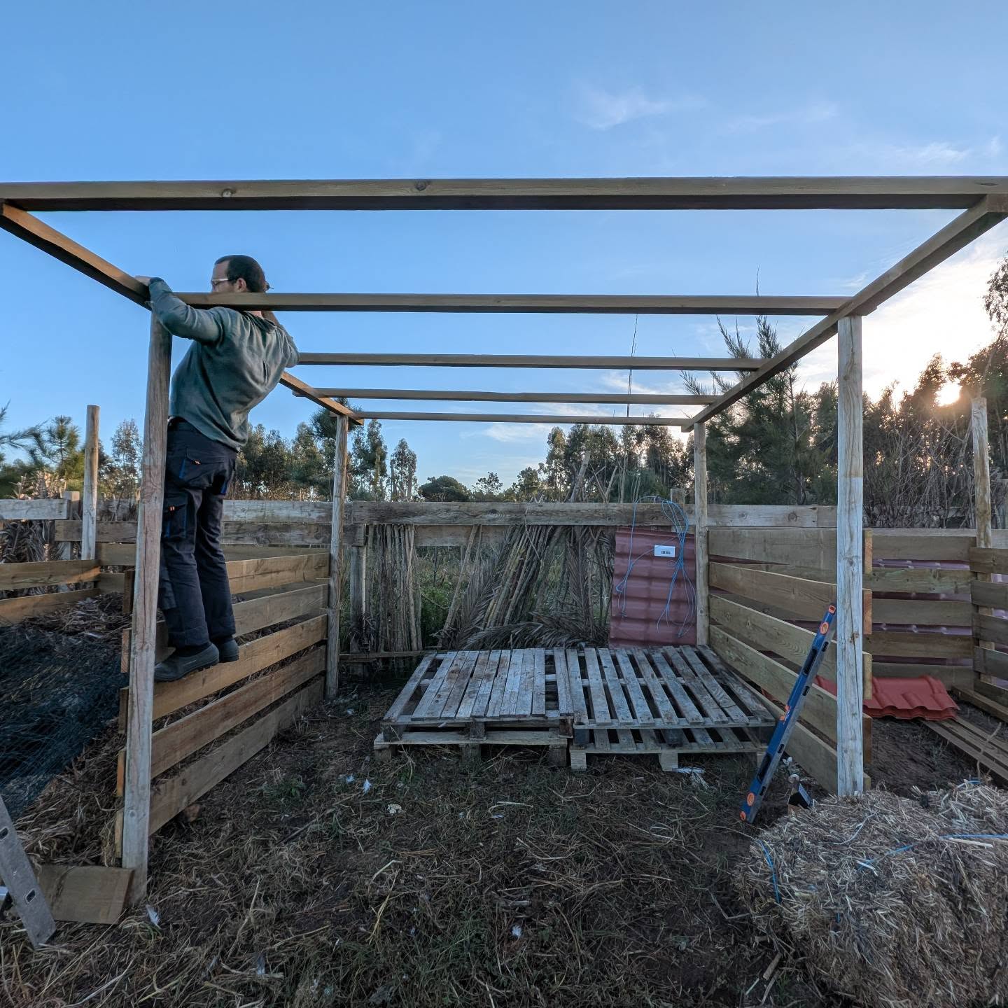 The compost bay is coming along