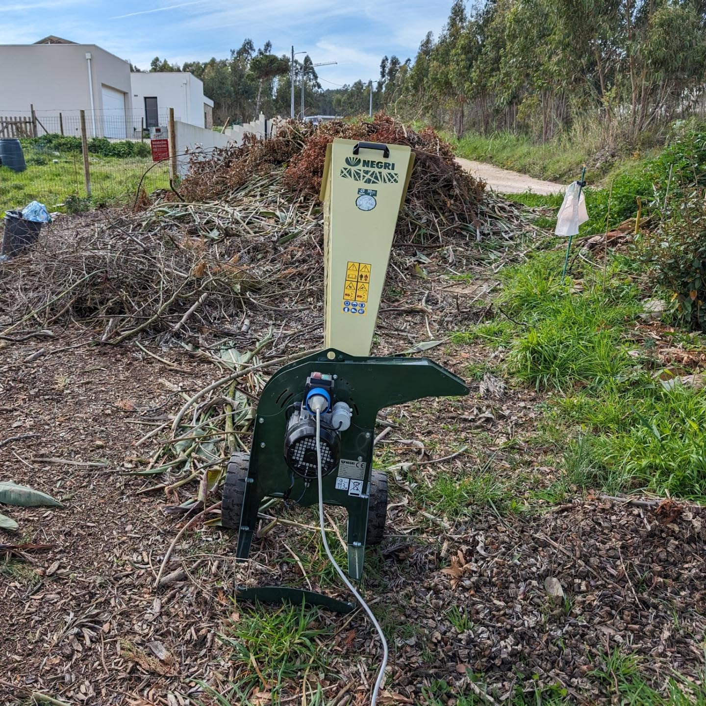 The new chipper in action.