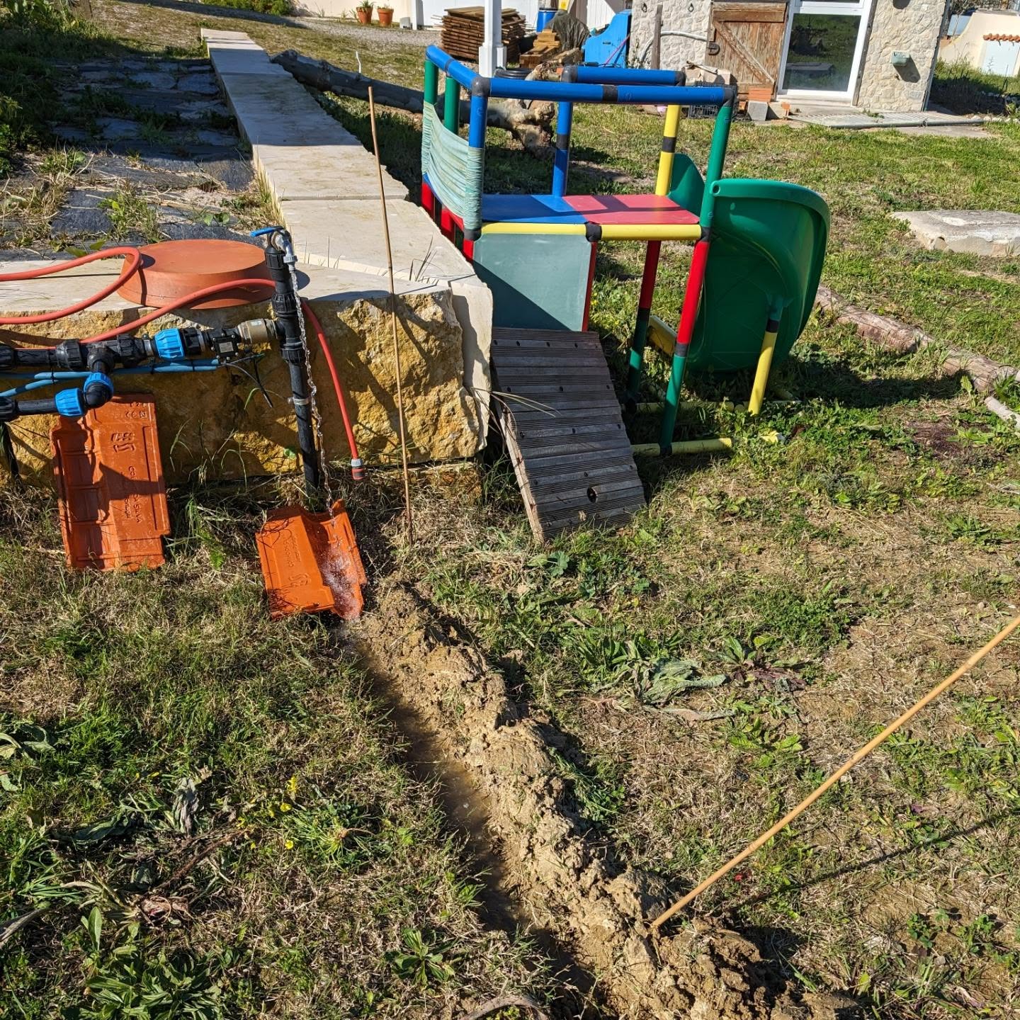 Dug the micro swale marked with the A-frame level the other day.