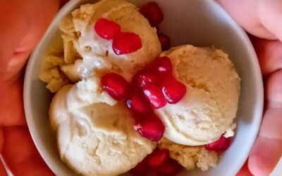 This time, the ice cream has a middle east inspiration,  with rosewater, saffron and pomegranate.