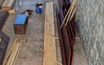 Varnishing in progress for the fourth and final poultry house.