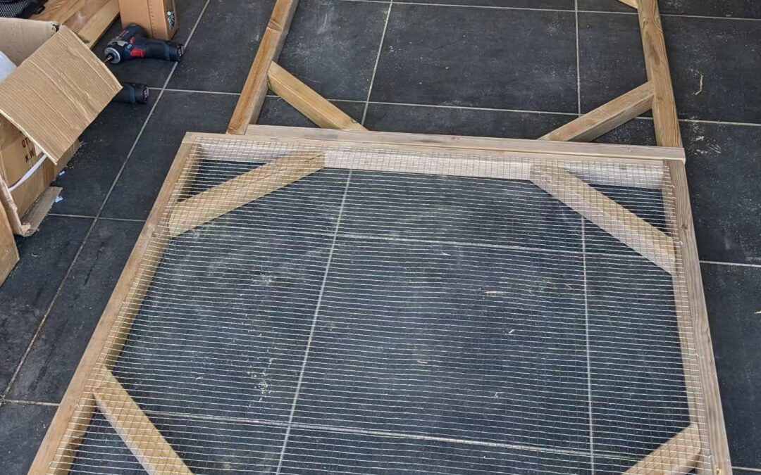 Made mesh covers for the duckling and gosling pasture enclosures.