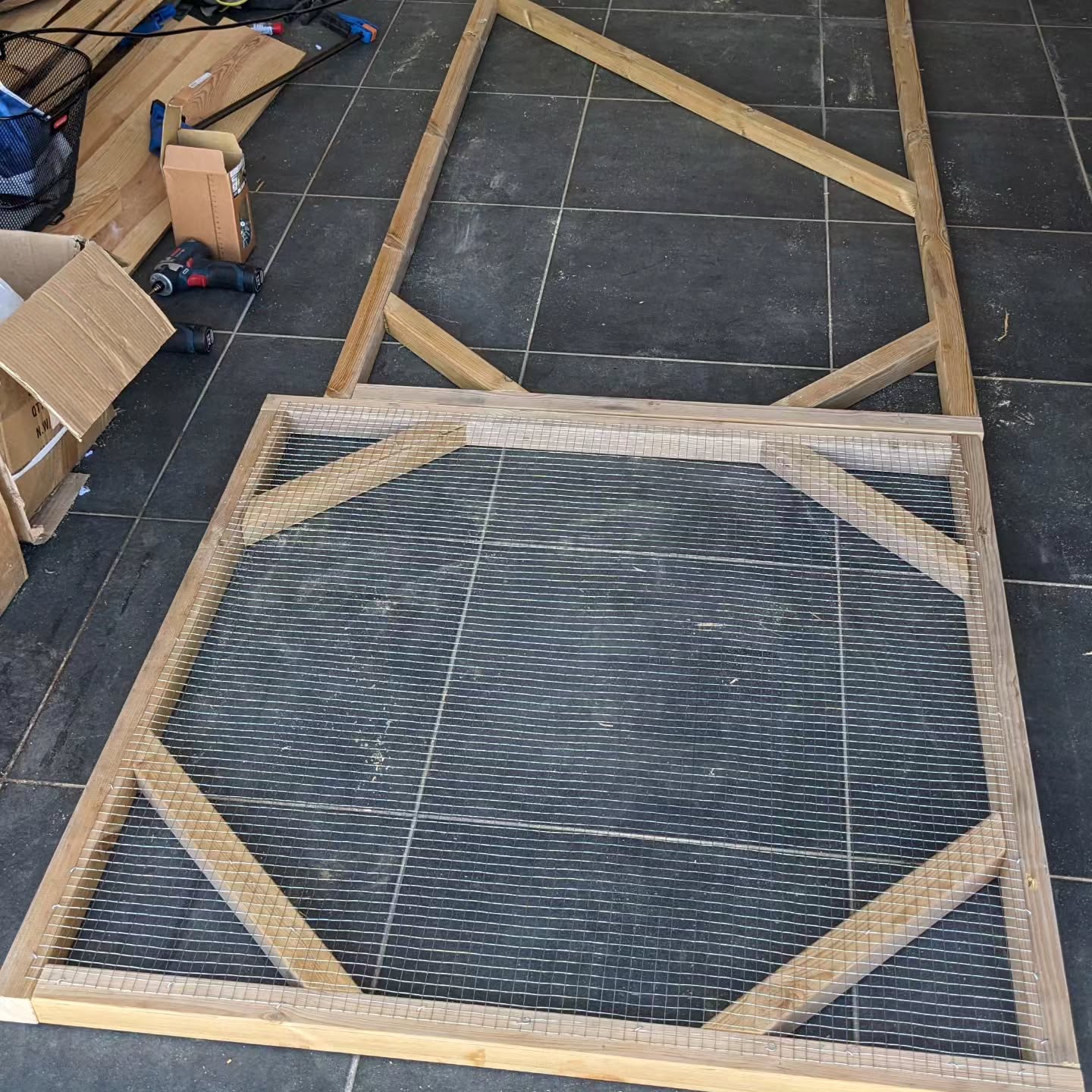 Made mesh covers for the duckling and gosling pasture enclosures.