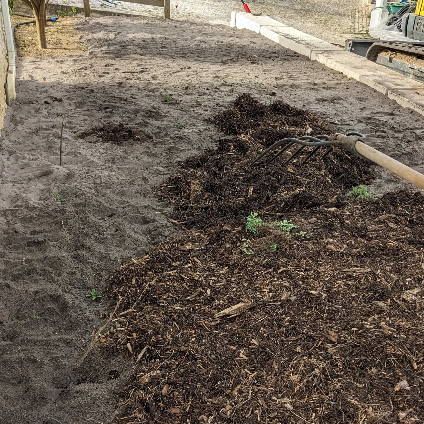 Planting and mulching the new terrace.