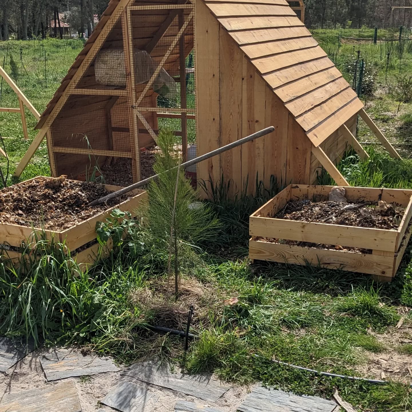 First time turning compost with the modular bin. It worked!