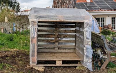 Turned a bunch of pallets lying around into a playhouse for the children.