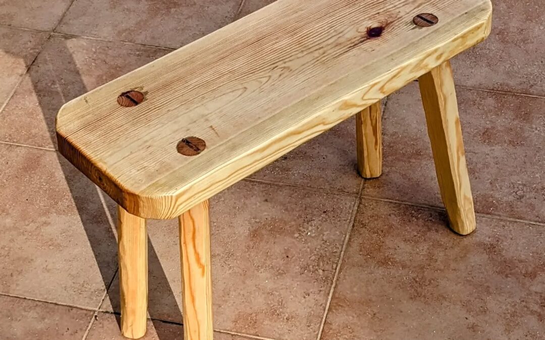 Rustic wooden stool made with inspiration from @rexkrueger’s #woodworkingforhumans book.