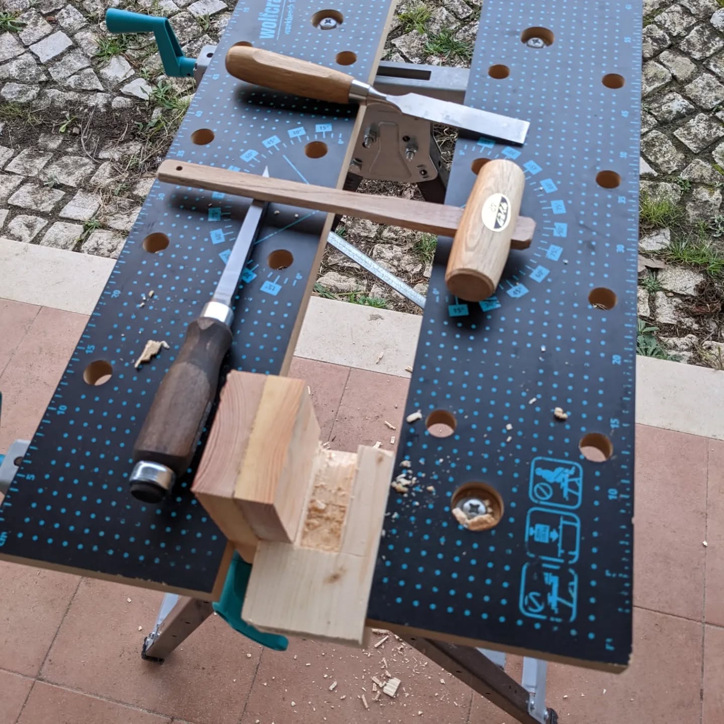First practice attempt at cutting a mortise.