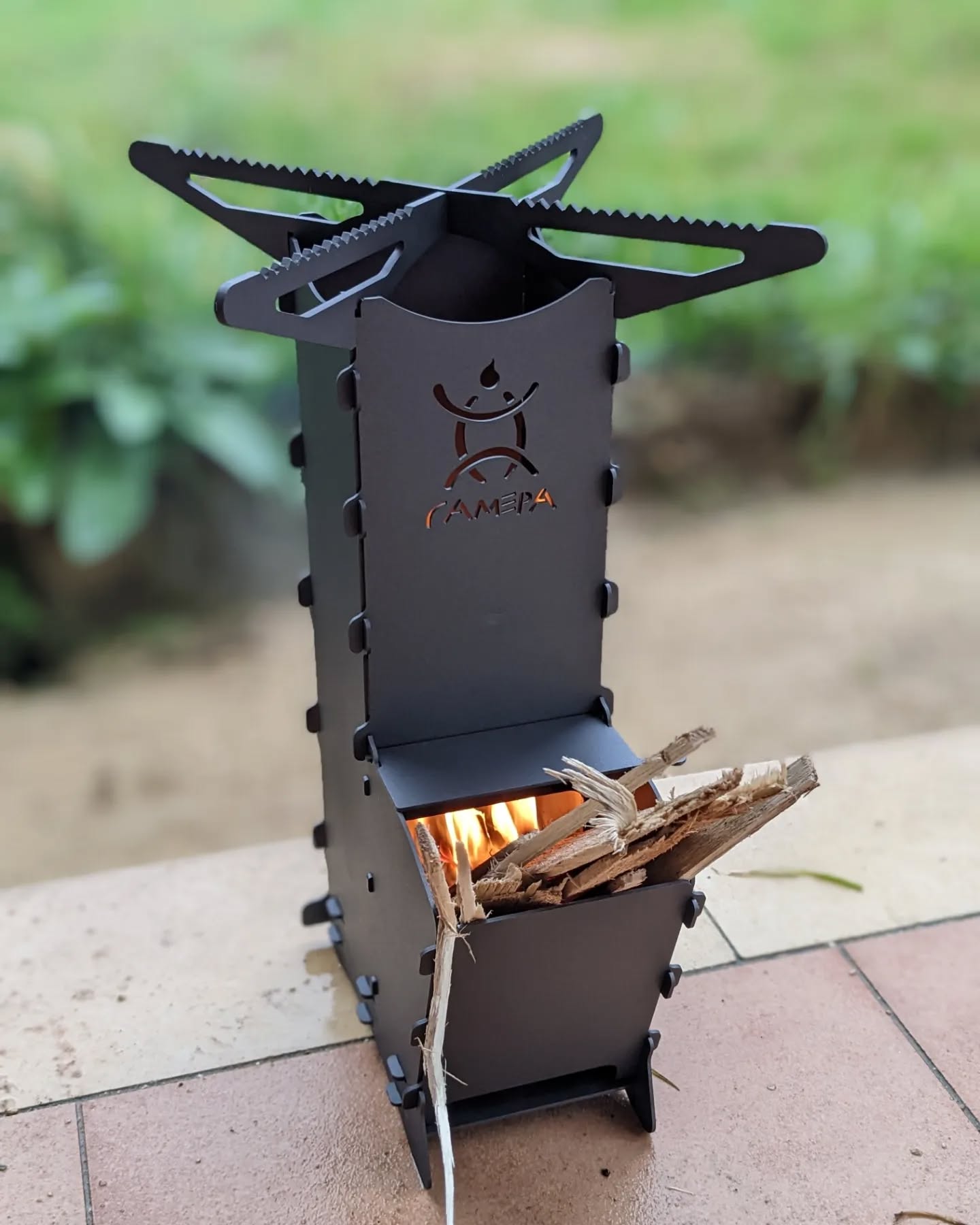 Test firing a Gamera Camping collapsible rocket stove.