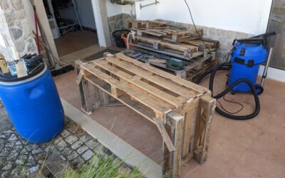 Improvised #palletwood duck shelter. They’ve been spending the nights indoors in a box, but now the storm passed and we’re considering letting them outside overnight. This should help.