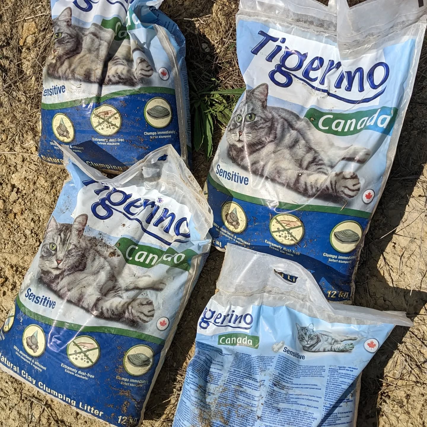 Adding a bunch of #bentonite to seal the north #pond. The cheapest source we found is this unscented cat litter, which seems to work.