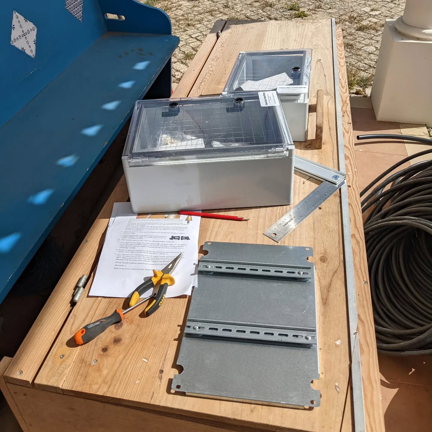 Assembling the waterproof enclosures for the irrigation controllers. Still quite a bit of work left…