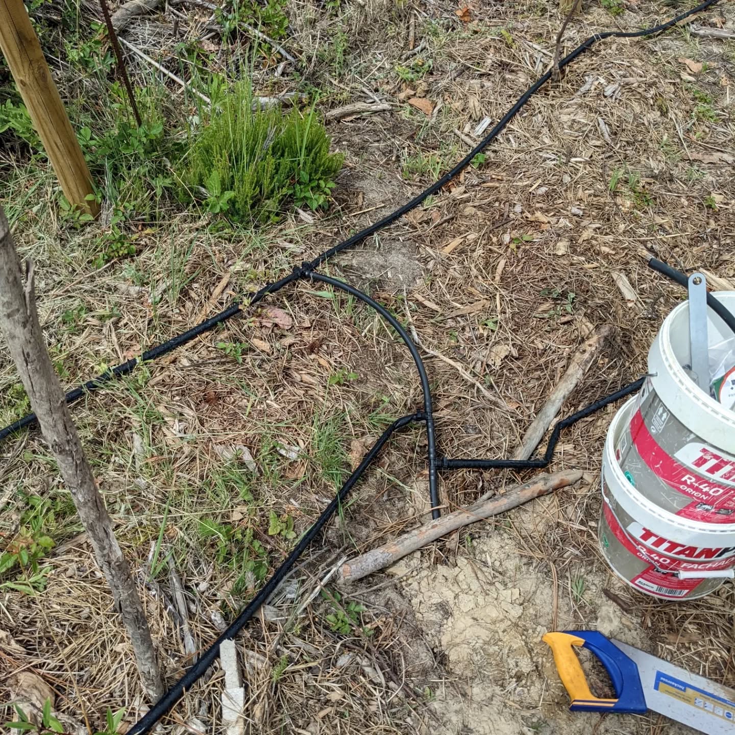 Two more soaker hose lines connected to the circuit upgraded in the morning. Unfortunately the top 2 meters or so don’t get wet, need more work.