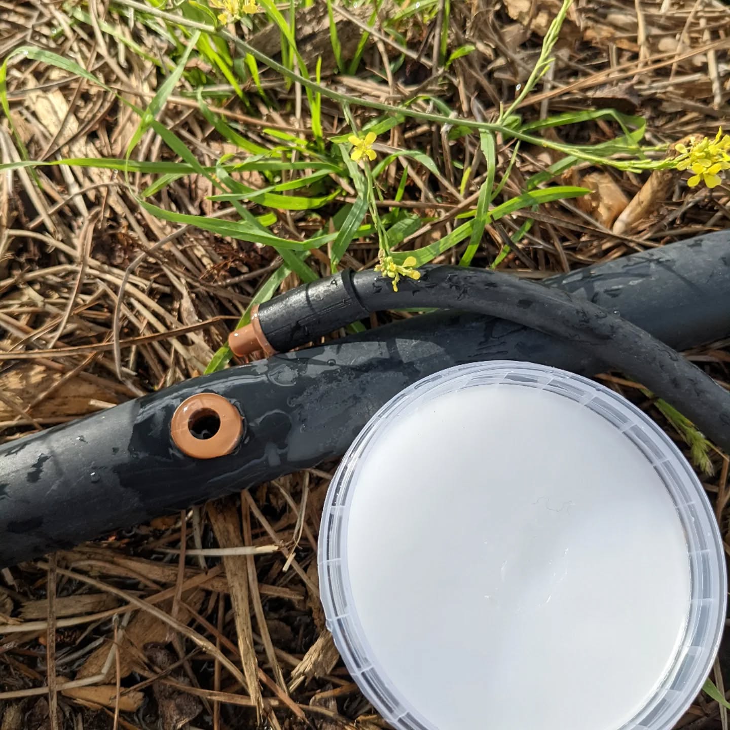 The sprinkler hoses were popping out of one of the lines installed before I discovered the pack of self holding plugs, so I installed them there. They’re a pain to put into the pipe but a bit of vaseline helps.