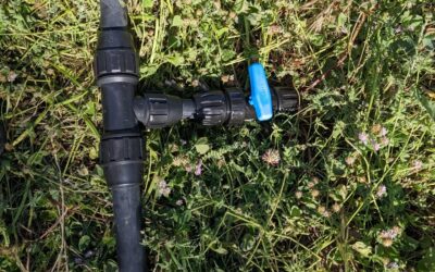 Installing a bunch of hose fittings to prepare for 2 #irrigation lines (one of them now functional on the west #swale #berm), a couple of soaker hoses, and a water point.