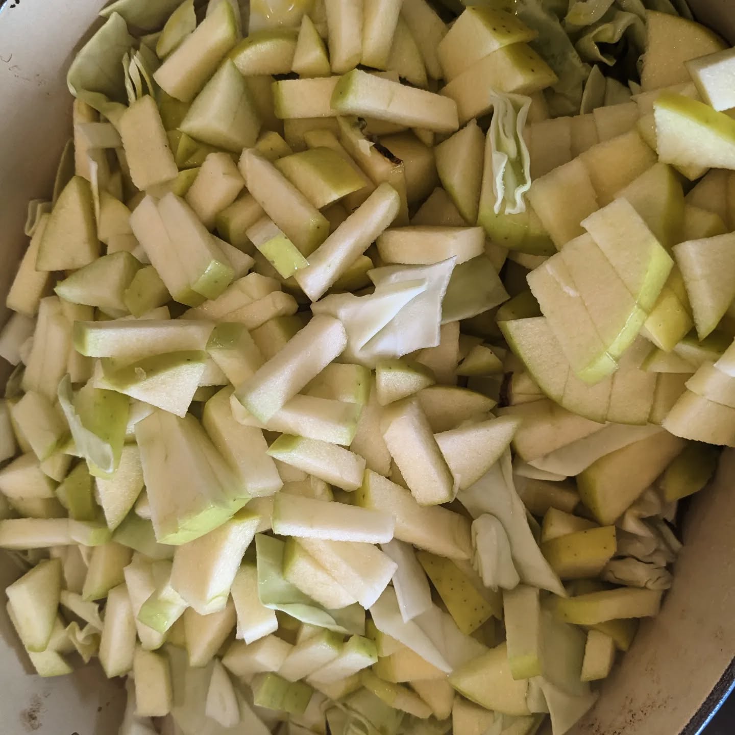 Braised cabbage and apple with kefir for lunch… simple, tasty, healthy