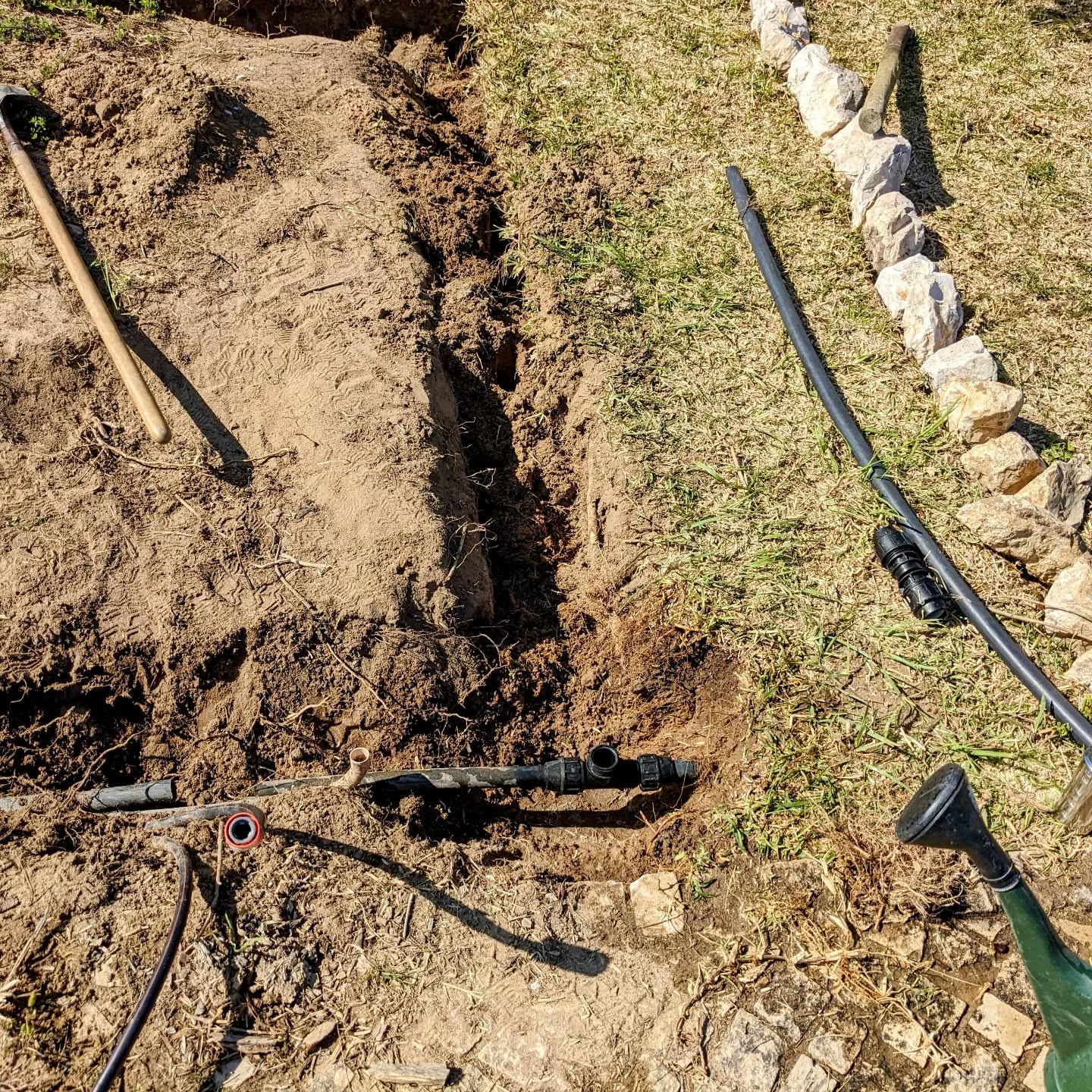 Trying to fix the punctured water pipe